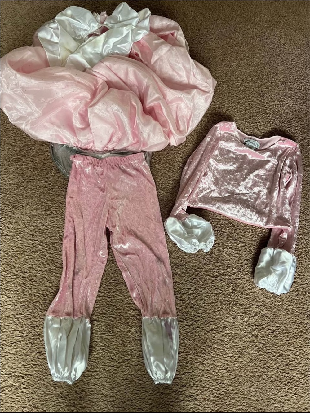 Wish Pink Velvet Two-Piece Princess Dance Costume with White Satin Trim